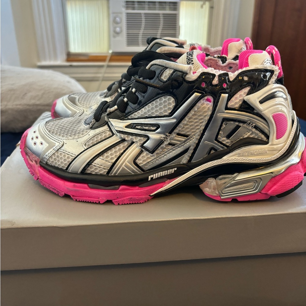Balenciaga Silver and Pink Sneakers